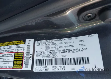 2019 Toyota Tundra Limited 5.7L V8 из США, поврежденный, VIN 5TFHY5F17KX823818